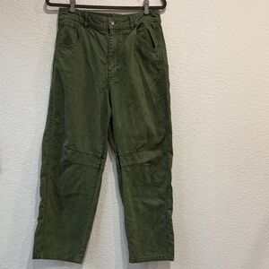 YFB Women's Barrel Green Cotton Blend High Rise Casual Relaxed Pants Sz L